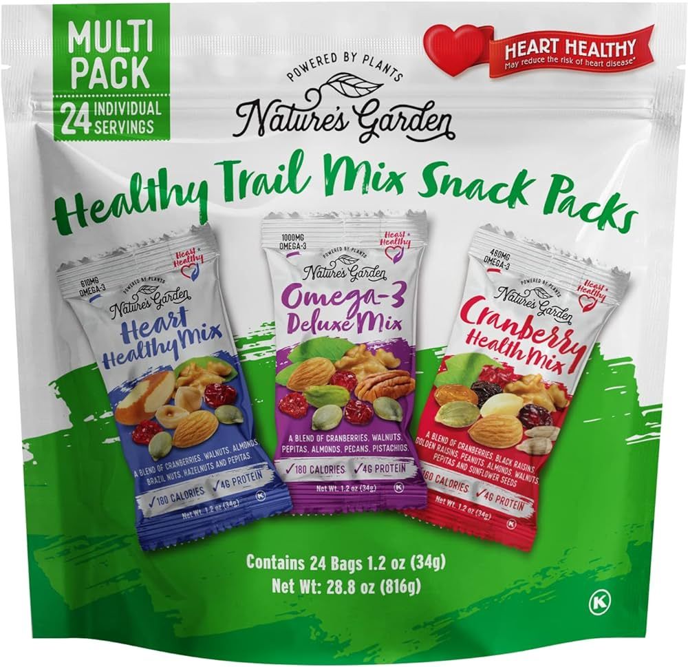 Nature's Garden Healthy Trail Mix Snack Packs – Mixed Nuts, Heart Healthy Nuts, Omega-3 Rich, C... | Amazon (US)