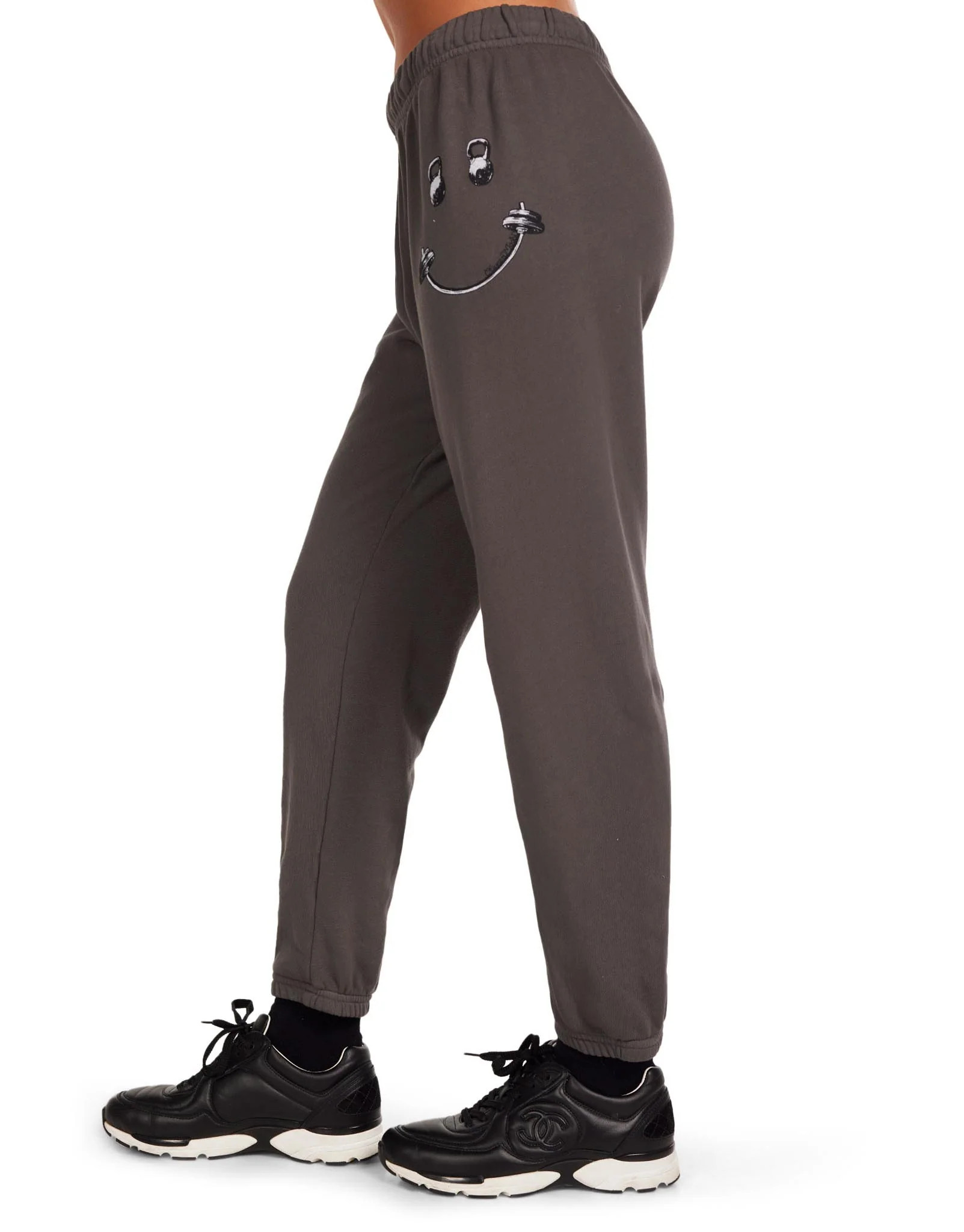 Barbell Happyface Sweatpants in Light Onyx | Johana by Lauren Moshi | Lauren Moshi