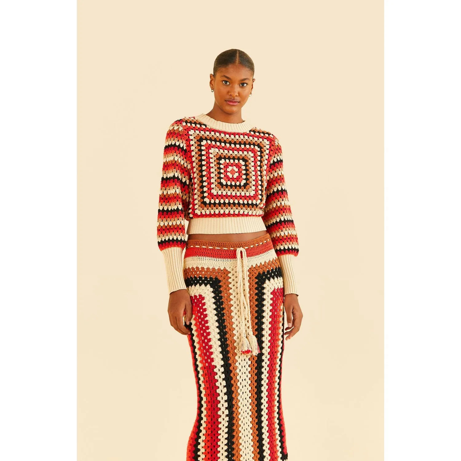 Saia Crochet Estampada Coração Deco | Farm Rio (BR)