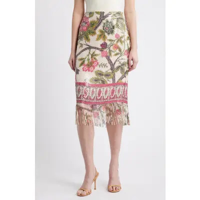 KOBI HALPERIN Vivienne Floral Sequin Skirt in Ivory Multi at Nordstrom, Size Medium | Nordstrom