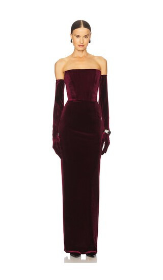 Bronx and Banco Florentina Strapless Velvet Gown in Burgundy. - size M | Revolve Clothing (Global)