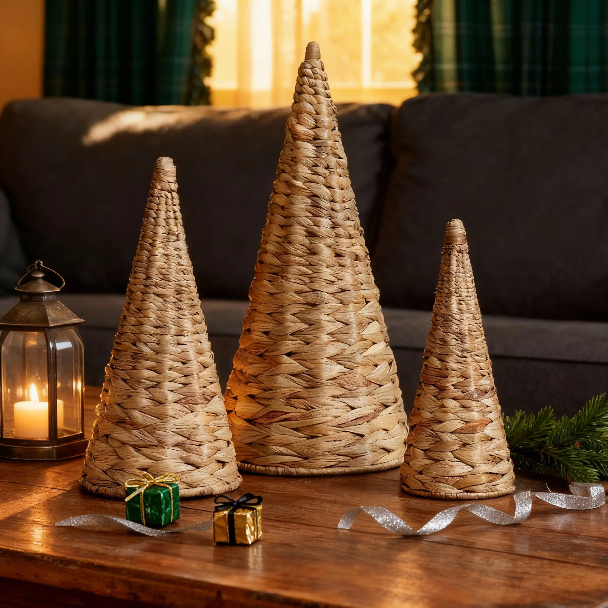 The Holiday Aisle® 3-Piece Woven Water Hyacinth Christmas Trees & Artificial Decorations For Ind... | Wayfair North America