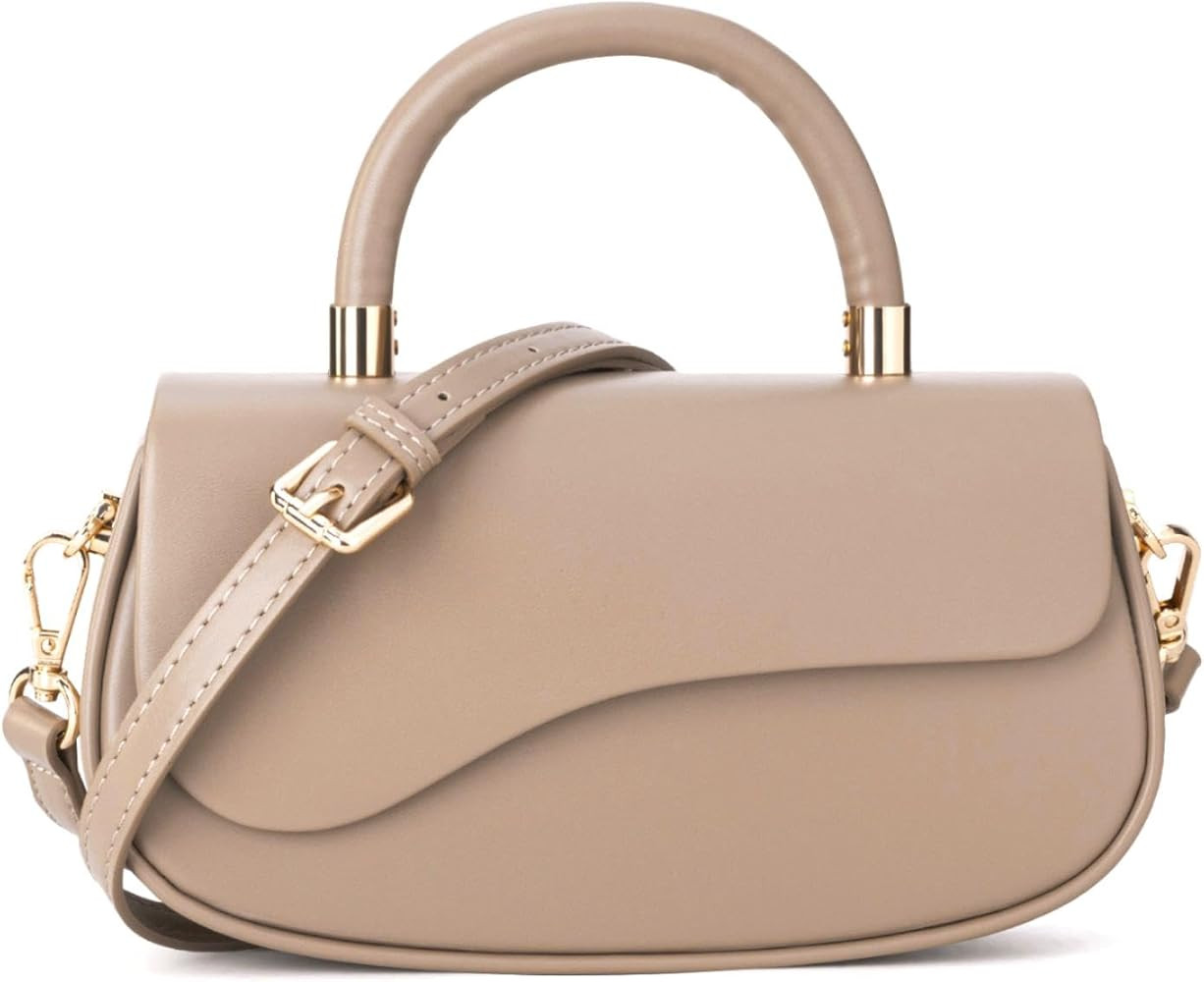 Milan Chiva Small Elegant Top Handle Purses for Women Mini Flap Cute Crossbody Purse | Amazon (US)