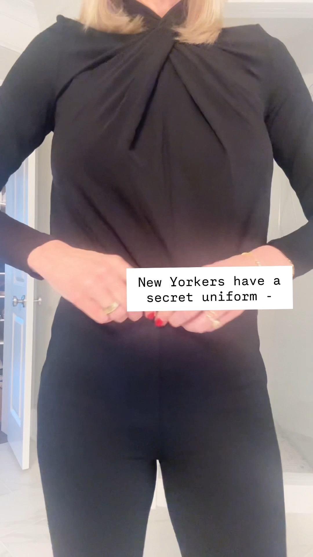 Women in NYC have been utilizing capsule wardrobes before they were even a thing.  And the most common color is black.  

Here is why:

1.  It looks good on everyone and is effortlessly chic

2.  The grime of the city (rain, snow sleet) won’t show.  NYC is a fun city and has some of the best views.  But it’s a dirty city compared to Paris, London or Palm Beach. 

3.  New York women typically have small closets.  So we choose black as a great base that can pair easily with other neutral colors - tans, creams, grays, beige, camel and navy.  

4.  Black instantly looks expensive and can hold up over long days.  

5.  And lastly, when someone bumps into you while you’re drinking your coffee at 8am, and still have to look chic by 8pm, black is not a choice — it’s a survival strategy.  

❤️Follow for more tips. 

Over 40 style, NYC Fashion, what to wear, date night outfit

#LTKOver40 #LTKgrwm #LTKootd