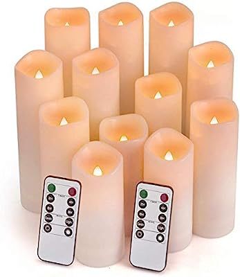 Comenzar Flameless Candles, Led Candles Set of 12(H 4" 5" 6" 7" x D 2.0") Outdoor Indoor Candles ... | Amazon (US)