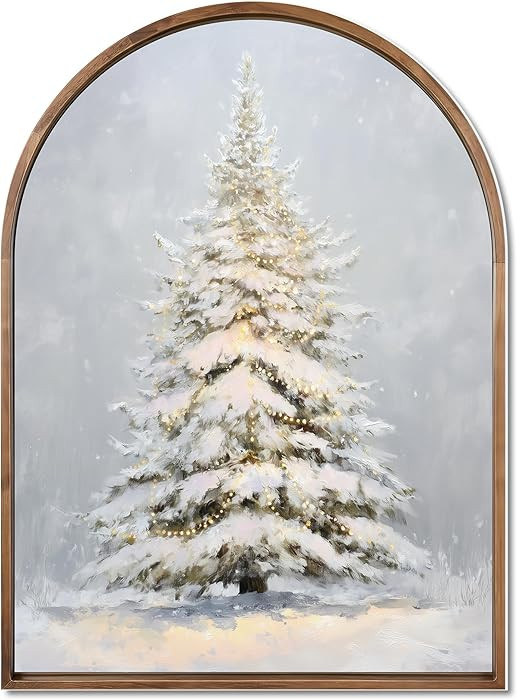TracyArt Vintage Christmas Decor, Snowy Xmas Tree Artwork - Christmas Decorations, Unframed 13" x... | Amazon (US)