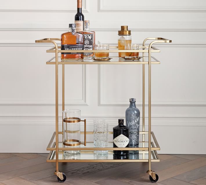 Skylar 29" Metal Bar Cart | Pottery Barn (US)