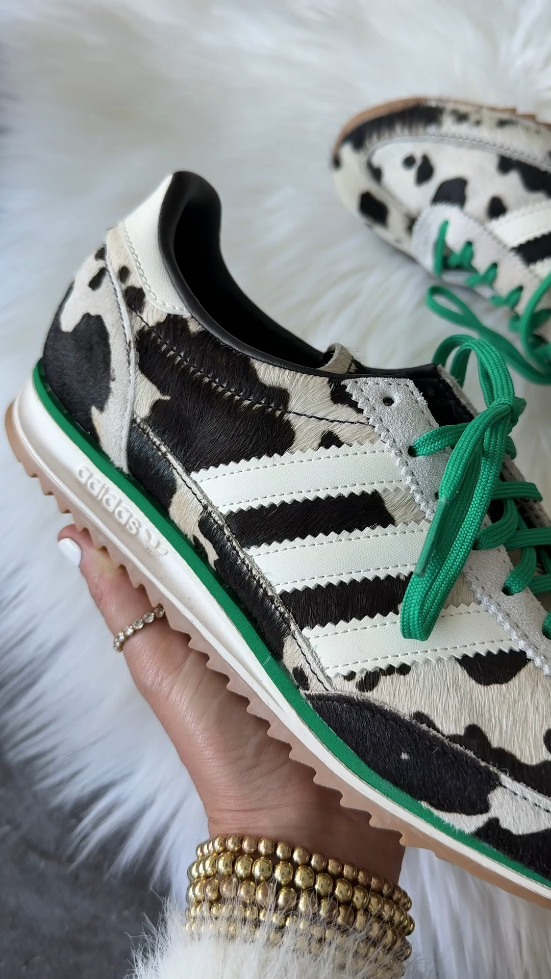 Adidas cow print sneakers now $57 at checkout with code SPRING originally $110

 sl 72 og sneakers. I went down a half size 
