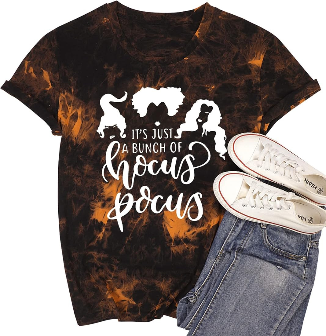 Halloween T Shirt Women Sanderson Letter Print Graphic T-Shirt Hocus Pocus Tees Tops | Amazon (US)