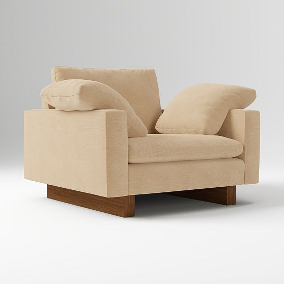Harmony Chair Down Blend Deluxe Linen Camel Dark Walnut | West Elm (US)