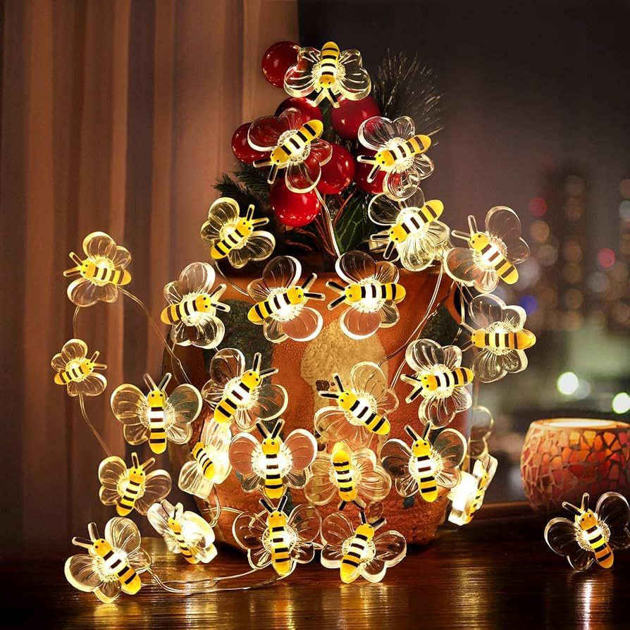 Coquimbo Bee Lights, 10ft 30 LED Cute Battery Operated Bee String Lights for Fairy Decor, Honey B... | Amazon (US)