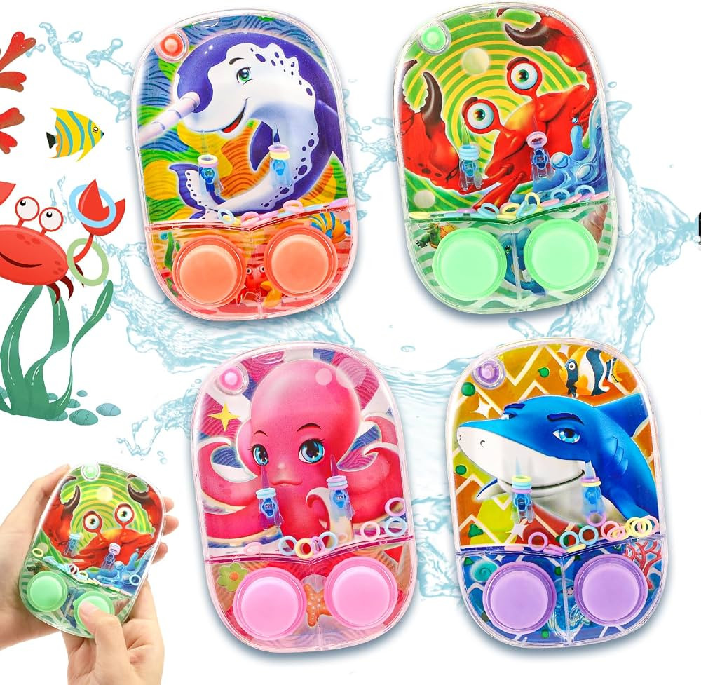 Water Games for Kids Handheld, 4 Pack Ocean Themed Water Ring Toss Handheld Games Water Toys, Car... | Amazon (US)