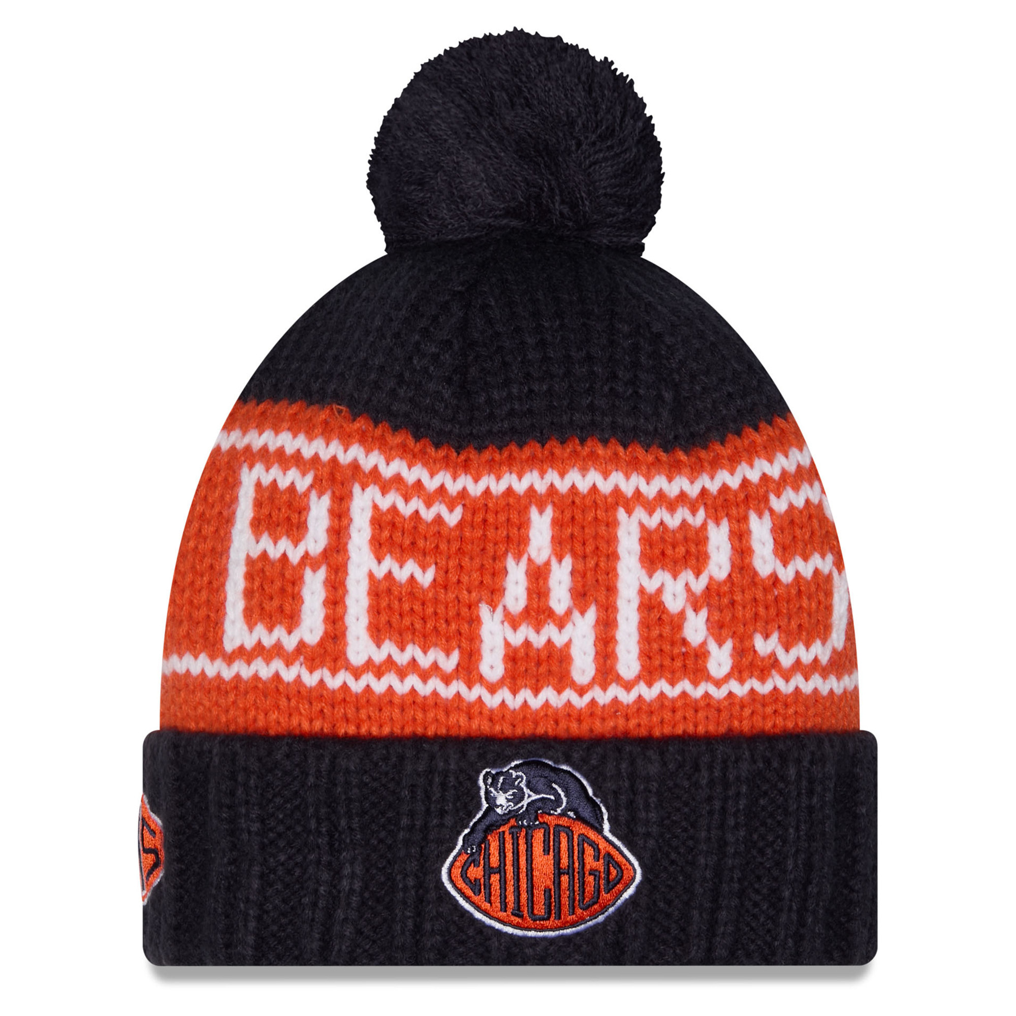 Women's New Era Navy Chicago Bears 2026 Rivalries Collection Cuffed Knit Hat with Pom | NFL Shop
