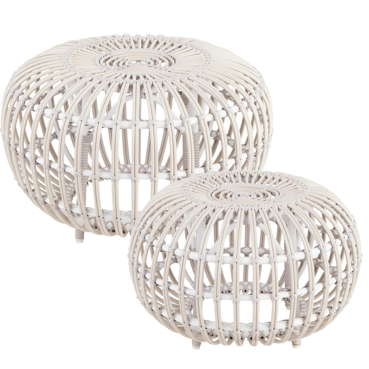 Kali Dove White Outdoor Ottoman | Annie Selke