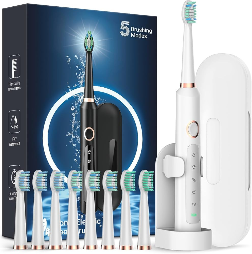 Rtauys M5 Sonic Electric Toothbrush for Adults - Rechargeable Electric Toothbrushes with 8 Brush ... | Amazon (US)