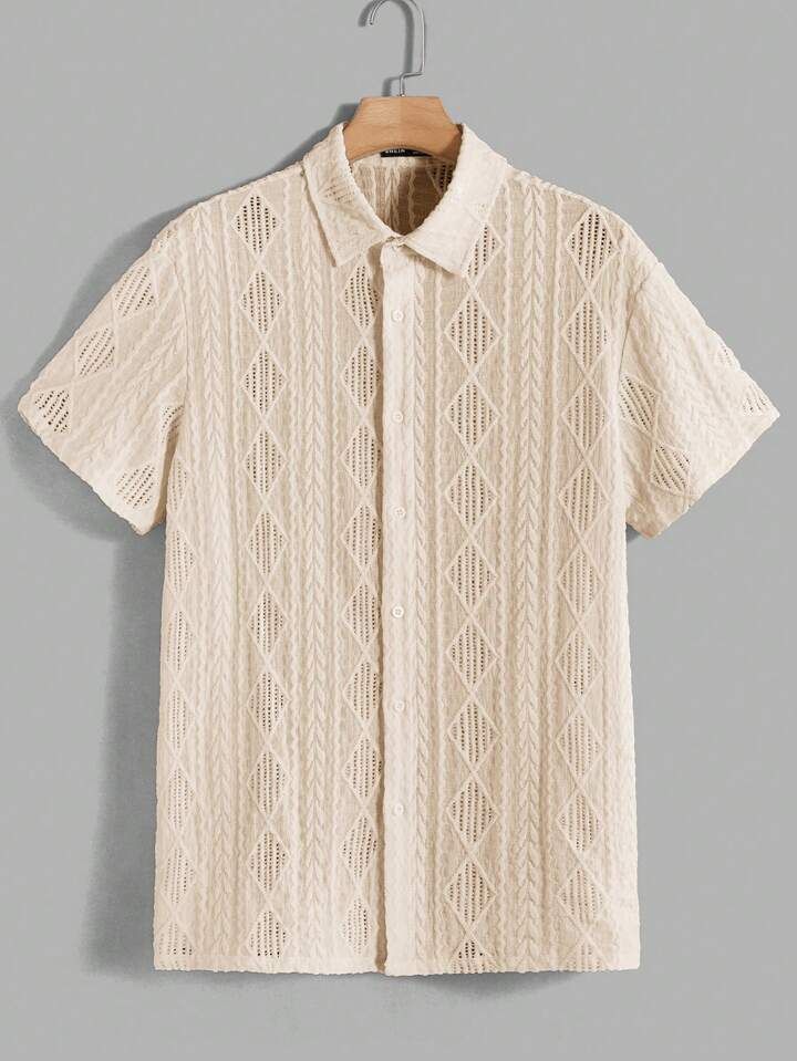 Manfinity Homme Men's Short Sleeve Knitted Casual Shirt | SHEIN