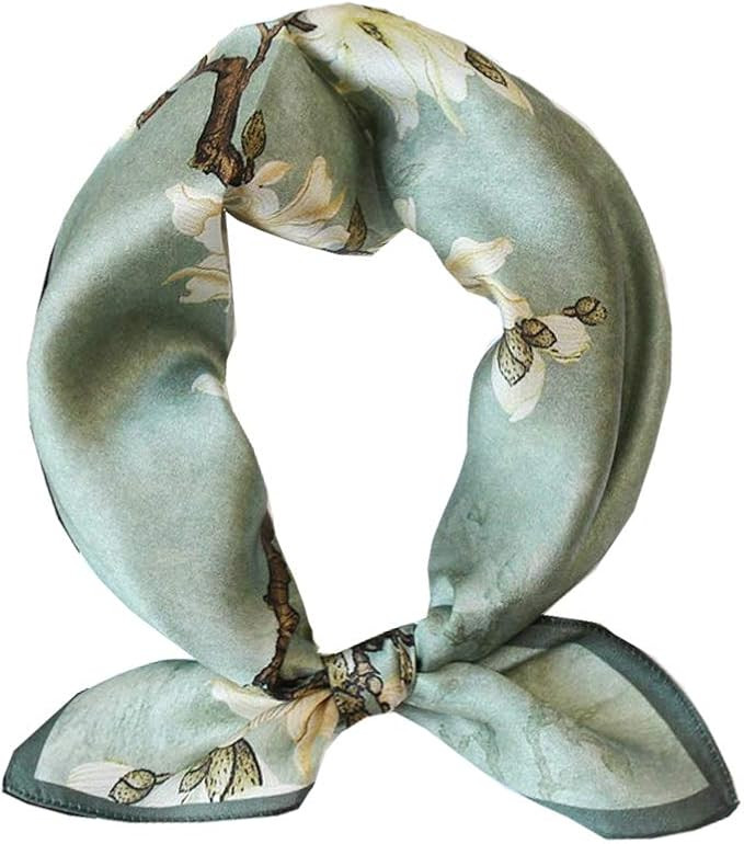 ANDANTINO 100% Mulberry Silk Scarf -21” Lightweight Square Neckerchief – Breathable Digital P... | Amazon (US)