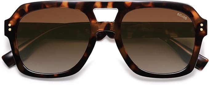 SOJOS Retro Thick Polarized Aviator Sunglasses for Women Men, Large Trendy Bold Square Pilot Shad... | Amazon (US)