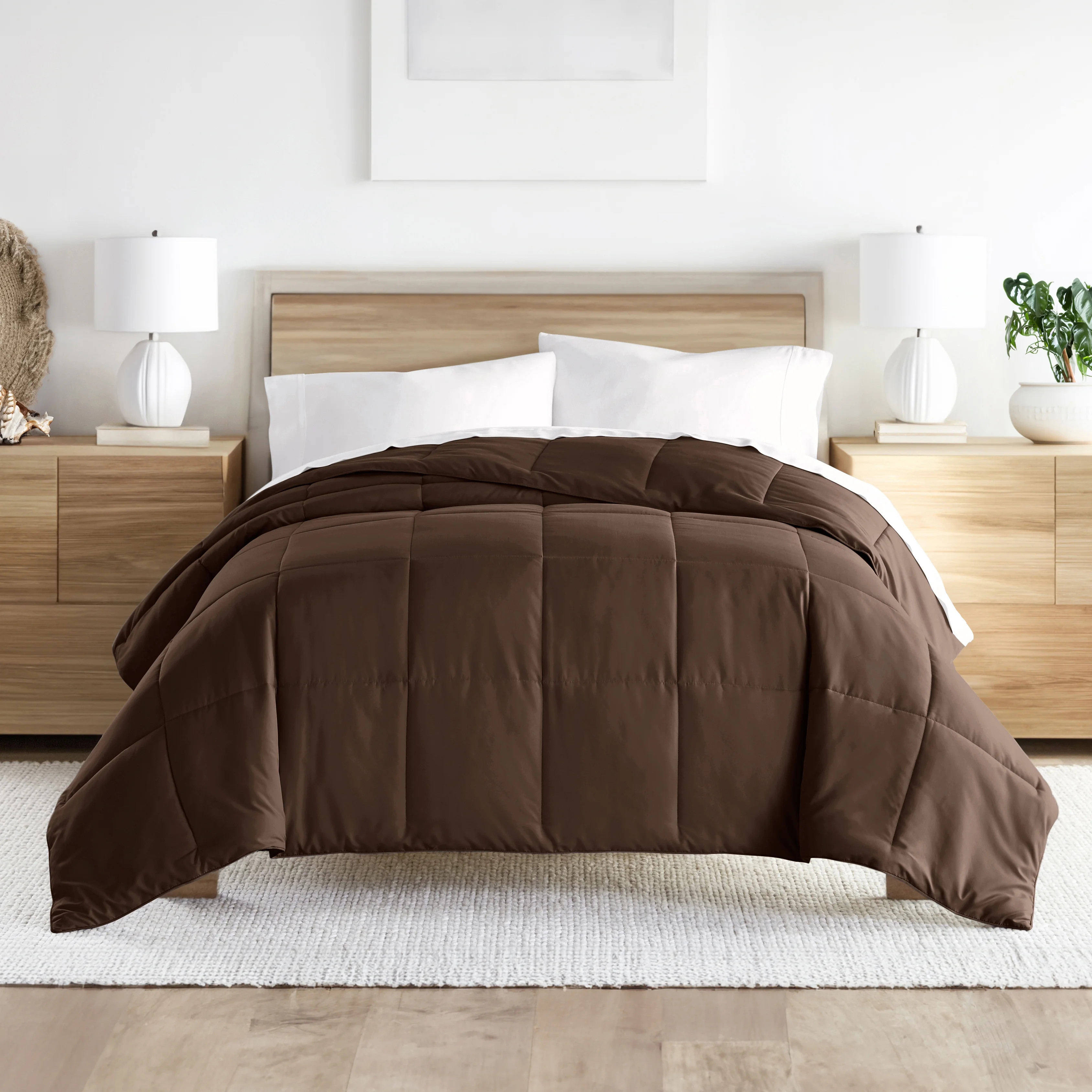 Noble Linens Chocolate All Season Alternative Down Solid Comforter, Full/Queen | Walmart (US)