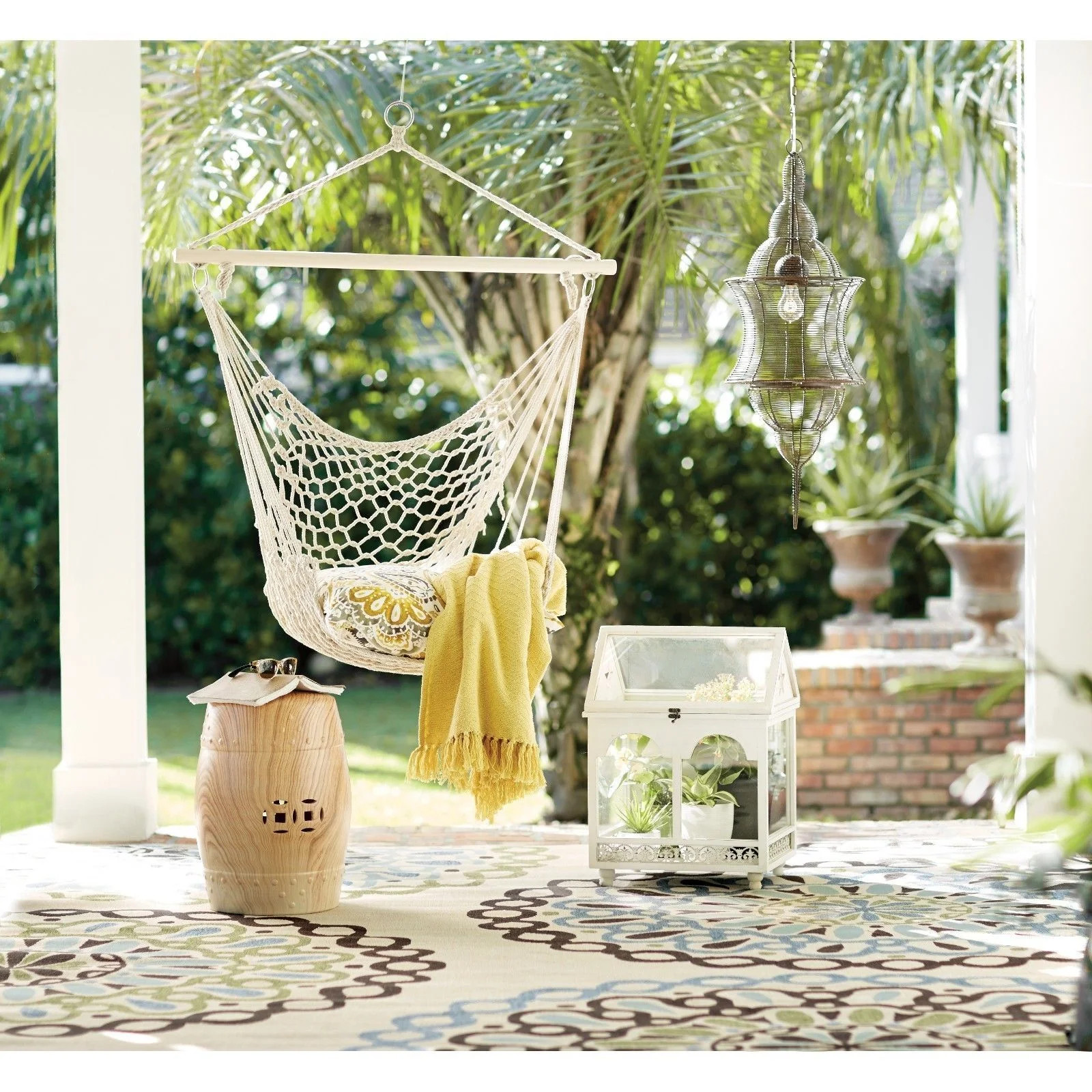 Zimtown Outdoor Hanging Swing Cotton Hammock Chair Solid Rope Yard Garden | Walmart (US)