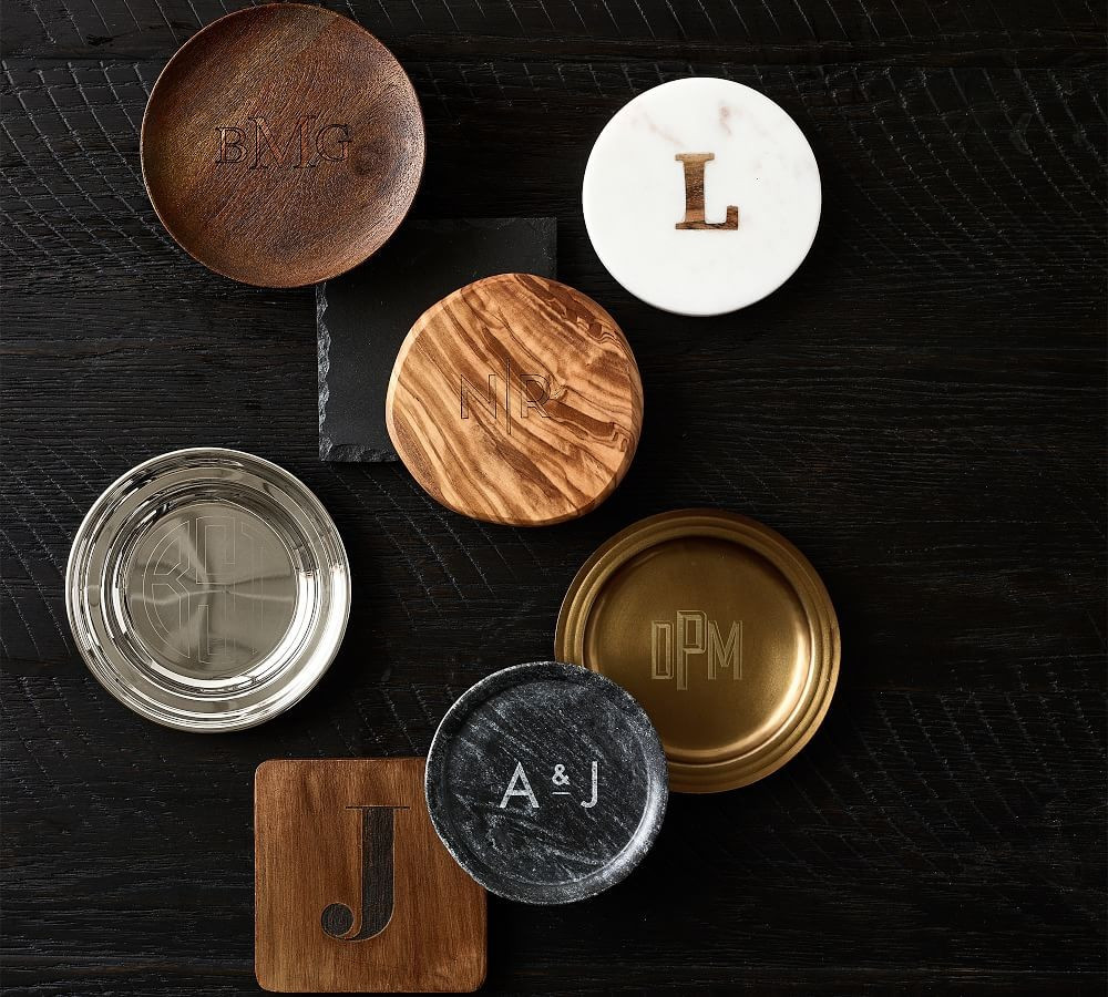 Handmade Alphabet Marble & Wood Coasters - Set of 4 | Pottery Barn (US)