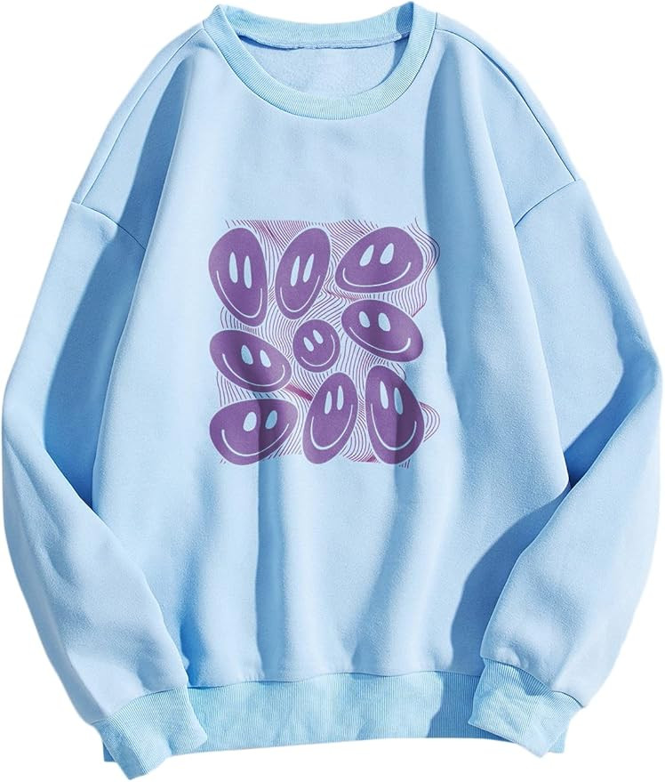 SOLY HUX Women's Cartoon Graphic Print Long Sleeve Top Pullover Sweatshirt | Amazon (US)