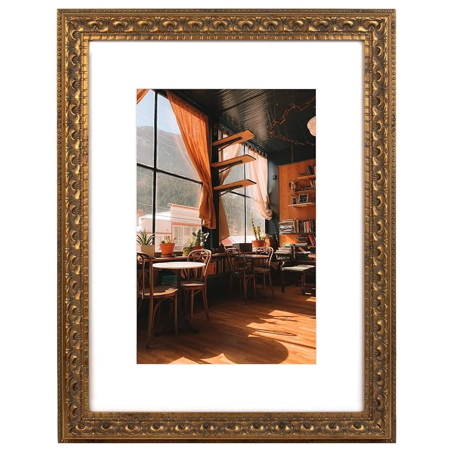 Golden State Art, 12x16 Ornate Bronze Color Frame - White Mat for 8x12 Photo - Complex Molding De... | Amazon (US)