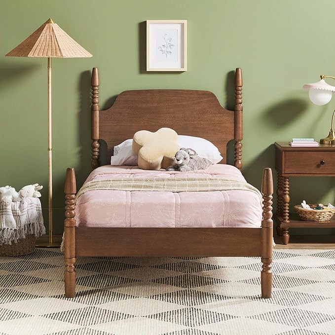 Walker Edison EZ Assembly Traditional Wood Spindle Bed, Vintage Bed Frame, No Box Spring Required... | Amazon (US)