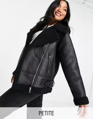 New Look Petite aviator jacket in black | ASOS (Global)