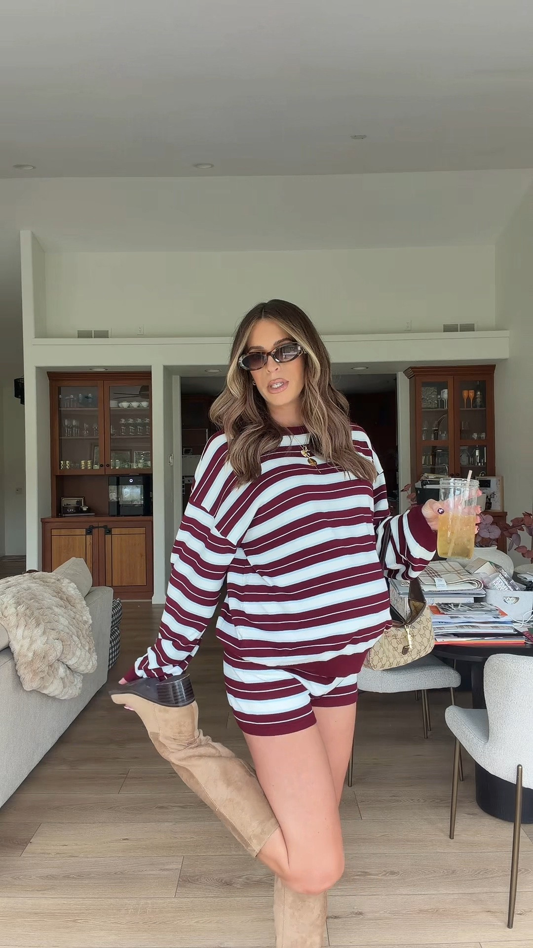 Bump friendly ootd 🍁 wearing medium in striped set (under $100) sized down .5 in boots 👢

#LTKootd #LTKmomlife #LTKBump