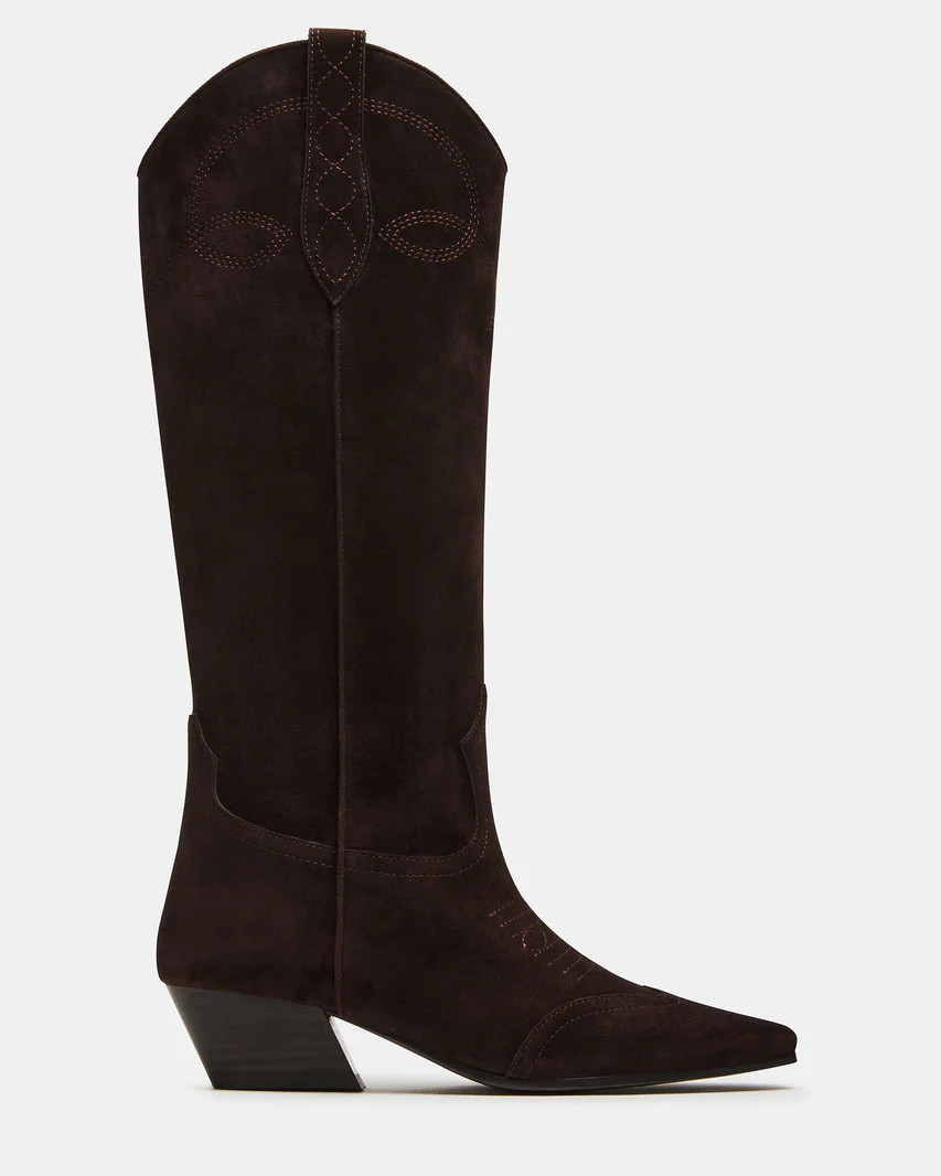 DOLLIE Brown Suede Western Boot | Women's Boots | Steve Madden (US)