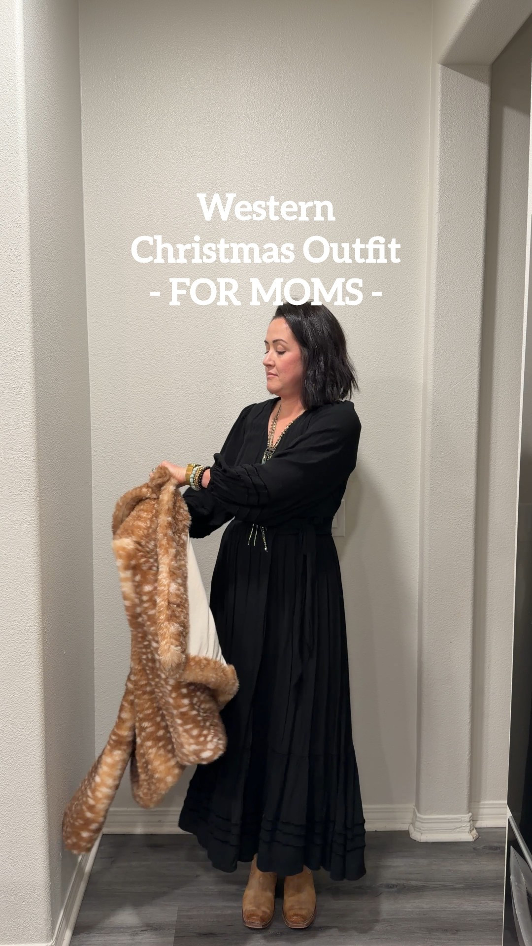 A simple, but dressed up Christmas outfit for an evening out. This black wrap dress is from Kohls last year. I have added some similar styles! 

I absolutely love this deer faux fur jacket and got so many compliments on it! These cowboy boots are timeless and have paired well with so many outfits over the years  

#LTKHoliday #LTKootd #LTKmomlife