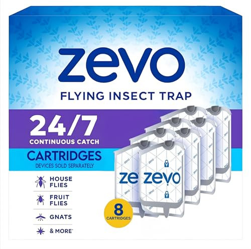 Zevo Indoor Flying Insect Trap Refills – 8 Refill Cartridges – Continuous Protection Against Flies, Fruit Flies & Gnats | Amazon (US)