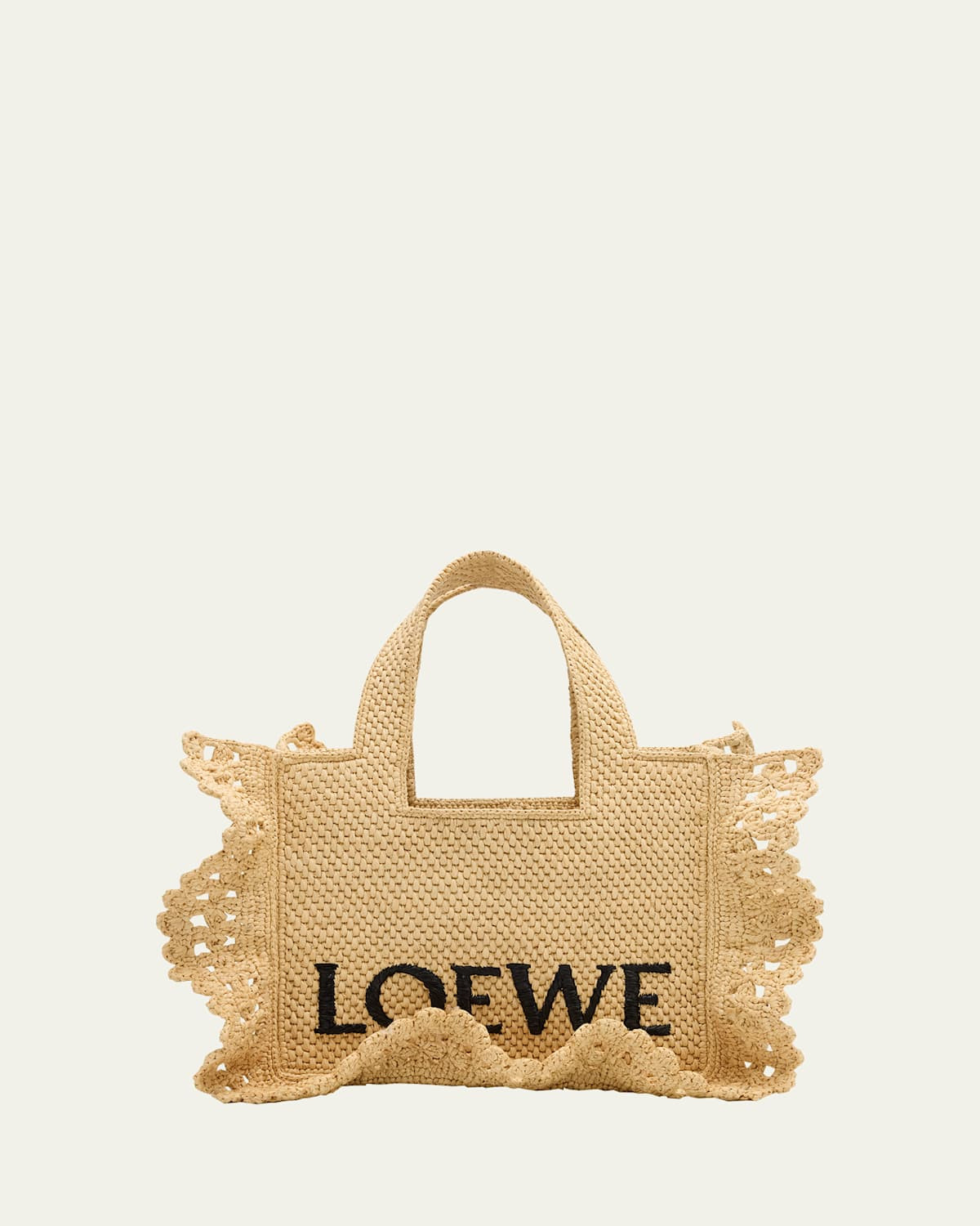 x Paula's Ibiza Small Ruffled Tote Bag in Raffia | Bergdorf Goodman