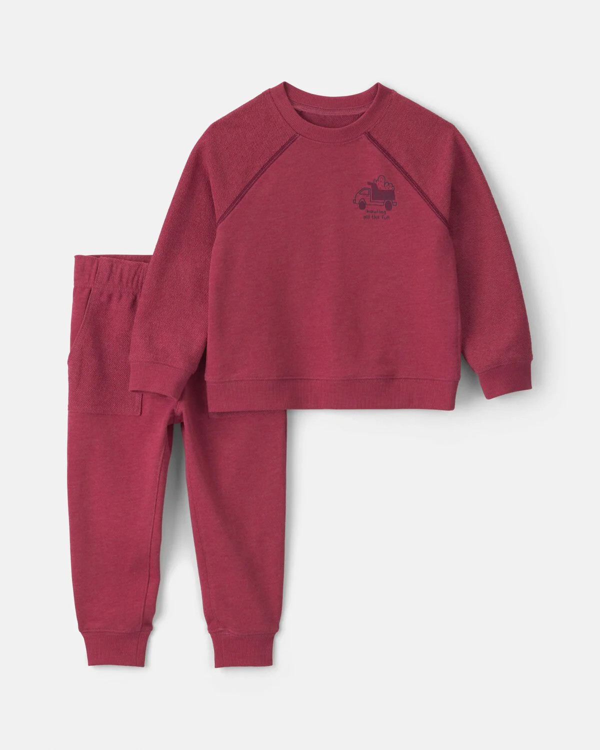 Toddler Boy 2-Piece Construction French Terry Sweatshirt & Pant Set - Burgundy | Carter's | Carter's Inc