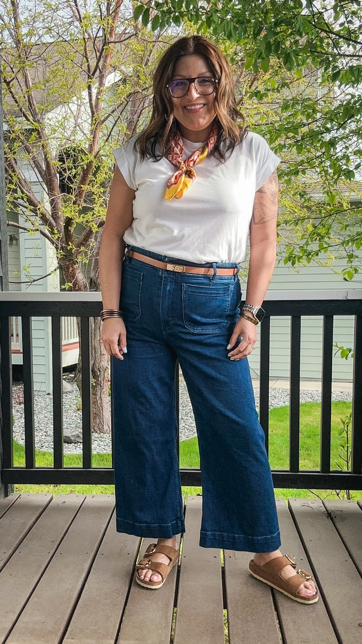 Target tee (L)
Amazon belt (OS)
Amazon scarf
Anthro Colette jeans (32)
Birkenstocks 

#LTKMidsize #LTKStyleTip #LTKOver40