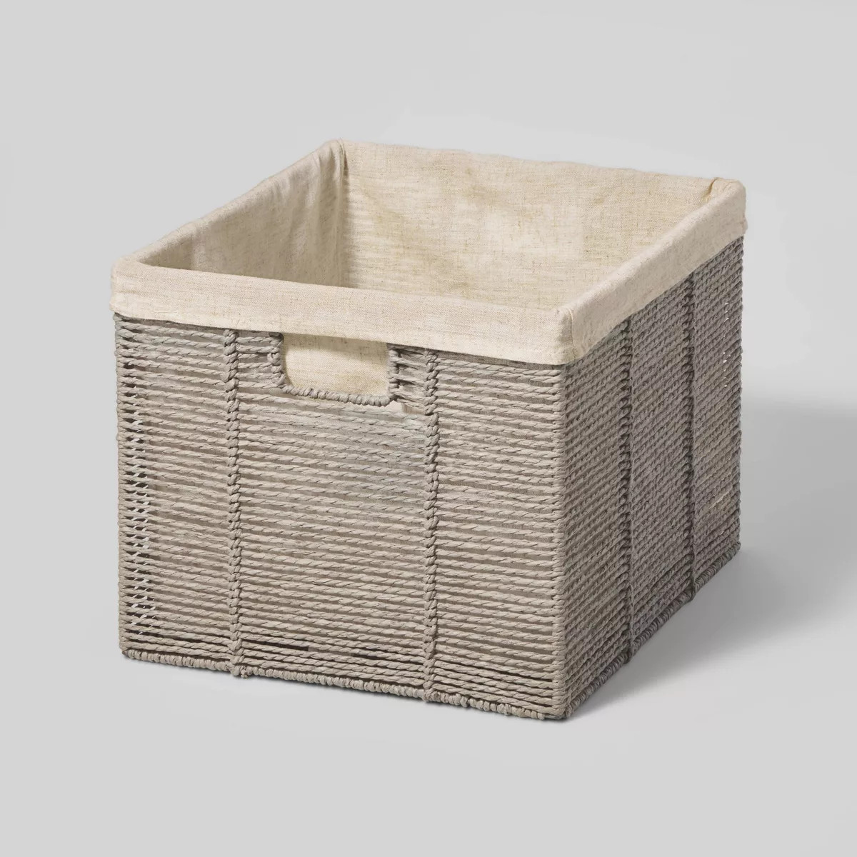 14.75" x 13" x 11" Large Lined Woven Milk Crate Gray - Brightroom™: Decorative Storage Basket, ... | Target