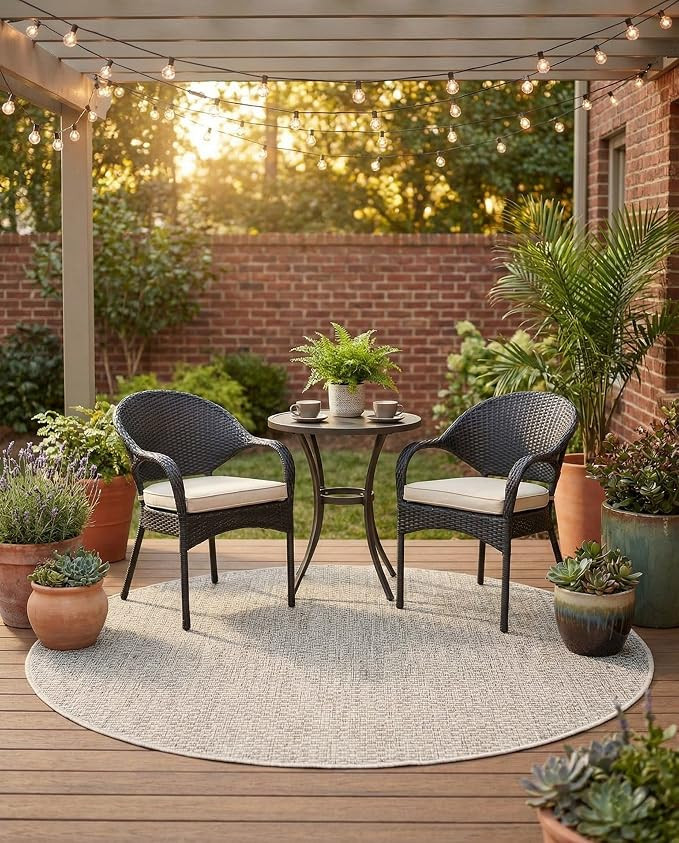Rugs.com - Outdoor Solid Rug – 4 Ft Round Light Gray Indoor/Outdoor Rug – Weather-Resistant F... | Amazon (US)