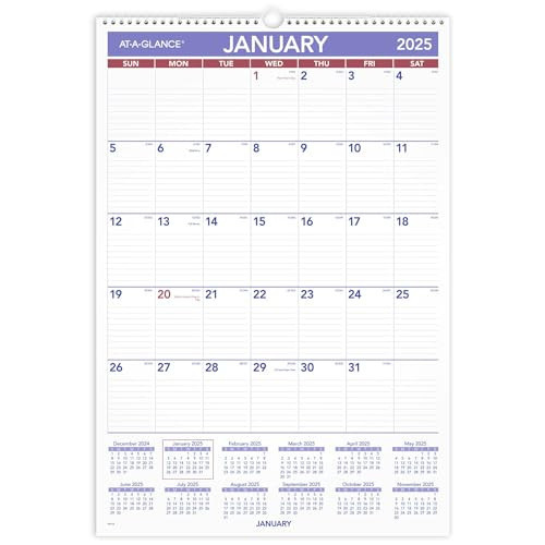 AT-A-GLANCE 2025 Wall Calendar, 15-1/2" x 22-3/4", Large (PM32825) | Amazon (US)