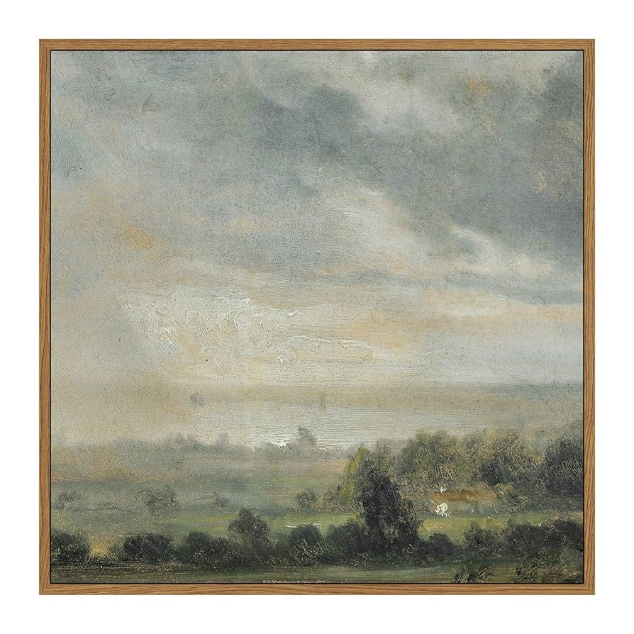 InSimSea Square Framed Canvas Wall Art, Landscape Room Decor Scenery Sky Grassland Canvas Oil Pai... | Amazon (US)