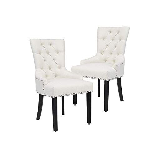 CangLong Modern Elegant Button-Tufted Upholstered Fabric With Nailhead Trim Dining Side Chair for Di | Amazon (US)