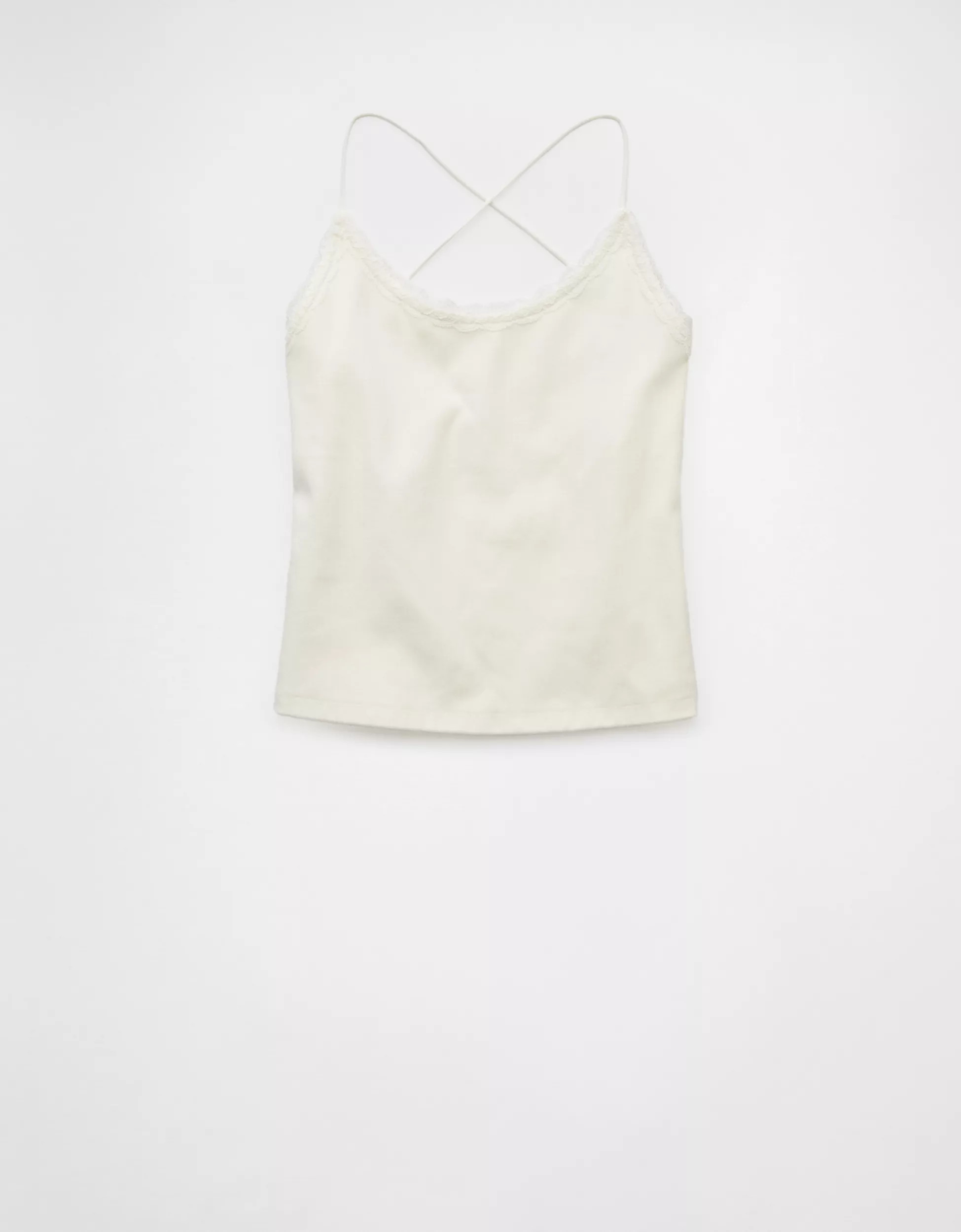 AE Strappy Go Lucky Cropped Lace Tank Top | American Eagle Outfitters (US & CA)