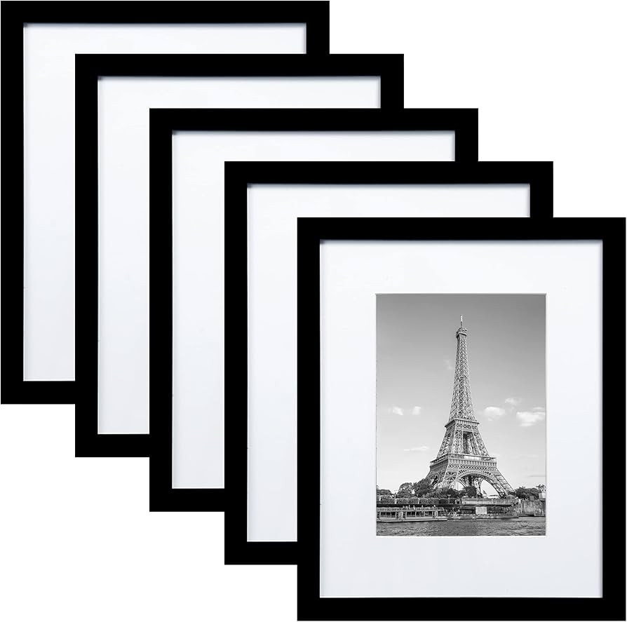 upsimples 8x10 Picture Frame Set of 5,Display Pictures 5x7 with Mat or 8x10 Without Mat,Wall Gall... | Amazon (US)