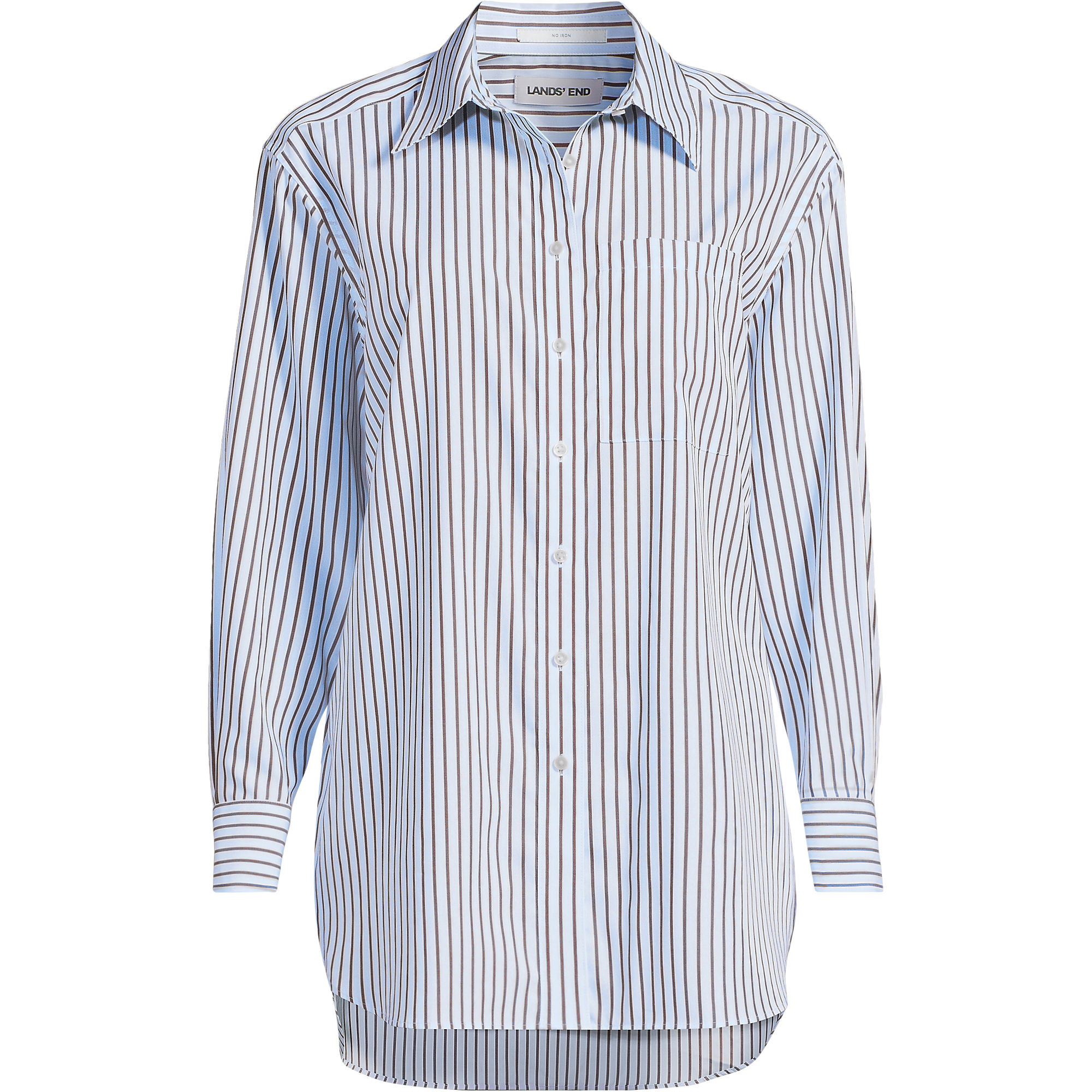 Women's Plus Size Oversized No Iron Tunic with Statement Collar Shirt | Lands' End (US)
