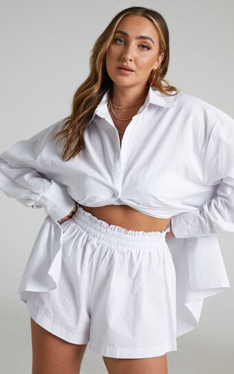 Terah Shorts - High Waisted Shorts in White | Showpo (US, UK & Europe)