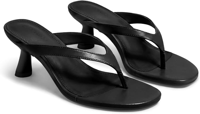 Coutgo Womens Kitten Low Heels Flip Flop Open Toe Thong Sandals Slides Slip On Summer Beach Dress... | Amazon (US)