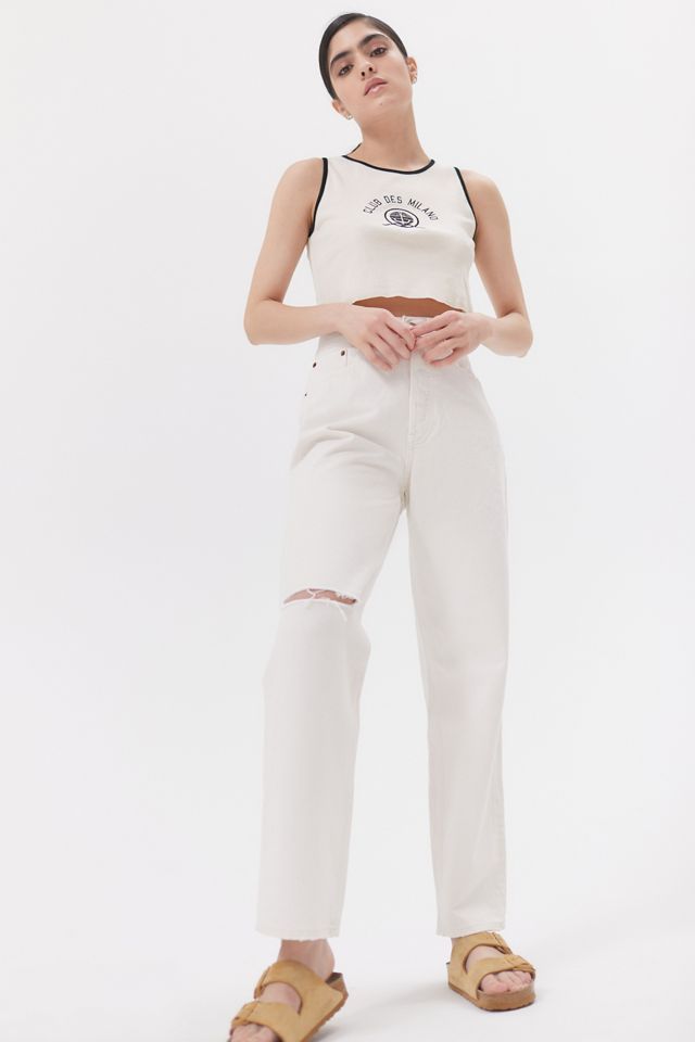 BDG Premium High-Waisted Retro Boy Jean – Ripped White Denim | Urban Outfitters (US and RoW)