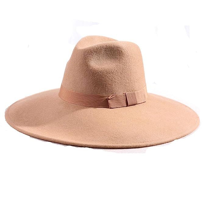 Wide Stiff Brim Wool Hat Women Pure Wool Winter Bowler Fedora Hat | Amazon (US)