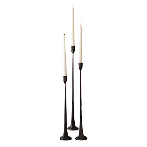 Tall Cast Iron Set Three Black Candlesticks Taper Candle Holder Elegant Slim | Amazon (US)
