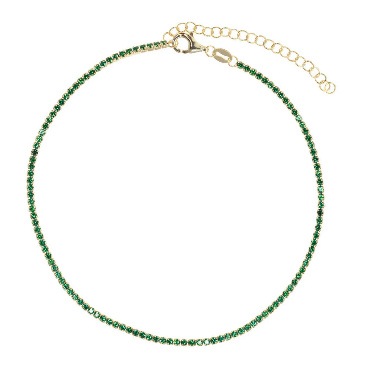 Little Gems Tennis Anklet in Emerald | Ragen Jewels
